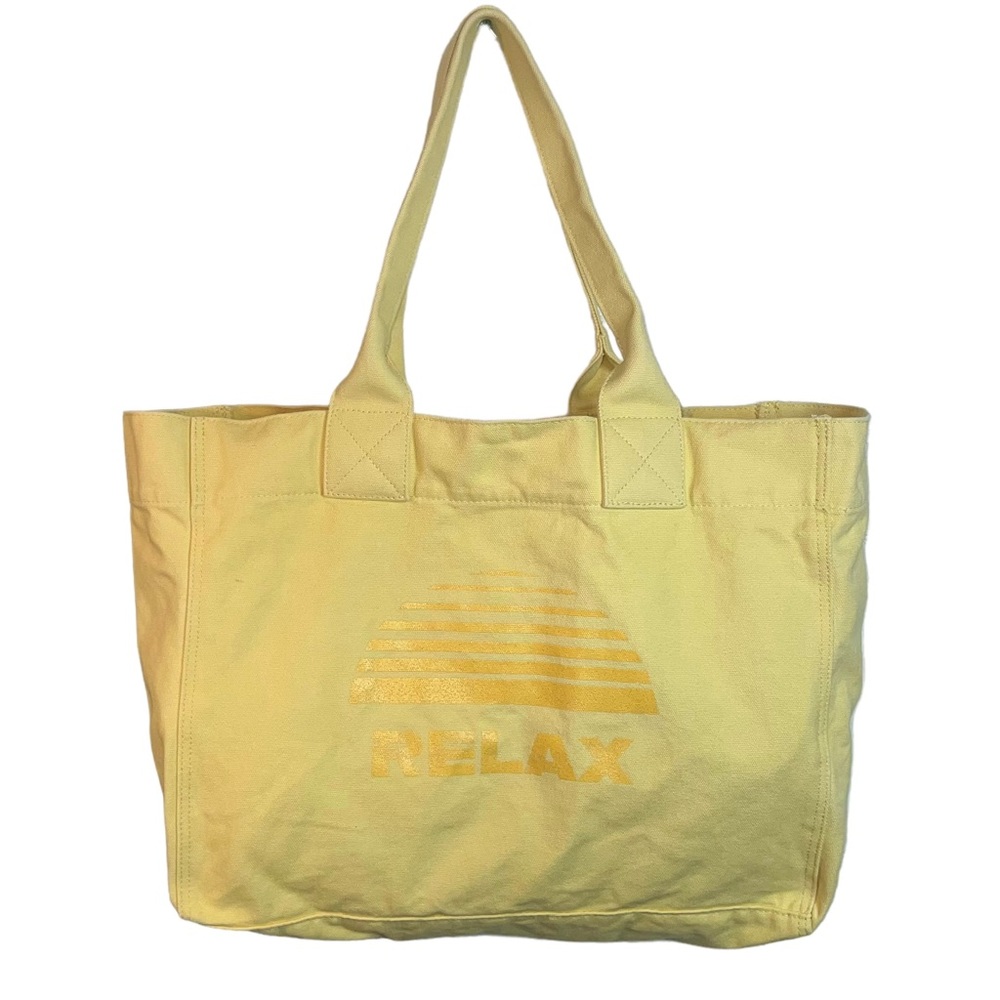 4/$40 H&M Canvas Relax Logo on Front‎ Yellow Large Tote